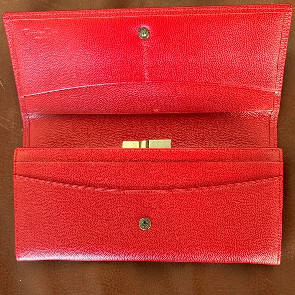 Christian Dior Red Leather Clutch or wallet